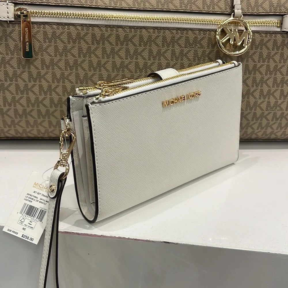 MICHAEL KORS LARGE DOUBLE ZIP WRISTLET WALLET PHONE CASE CLUTCH
Optic White - Picture 1 of 16